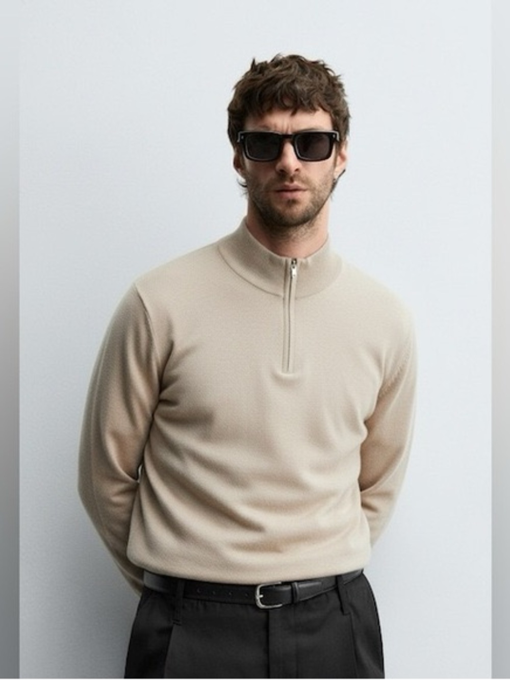 H&M Men's Half-Zip Sweater | Men’s large | Tan | New w/ tags - Picture 5 of 5
